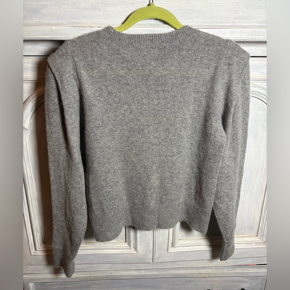 House of Harlow 1960 Grey Puff Sleeve Cashmere Crewneck Sweater‎ Cozy Timeless - Picture 7 of 8